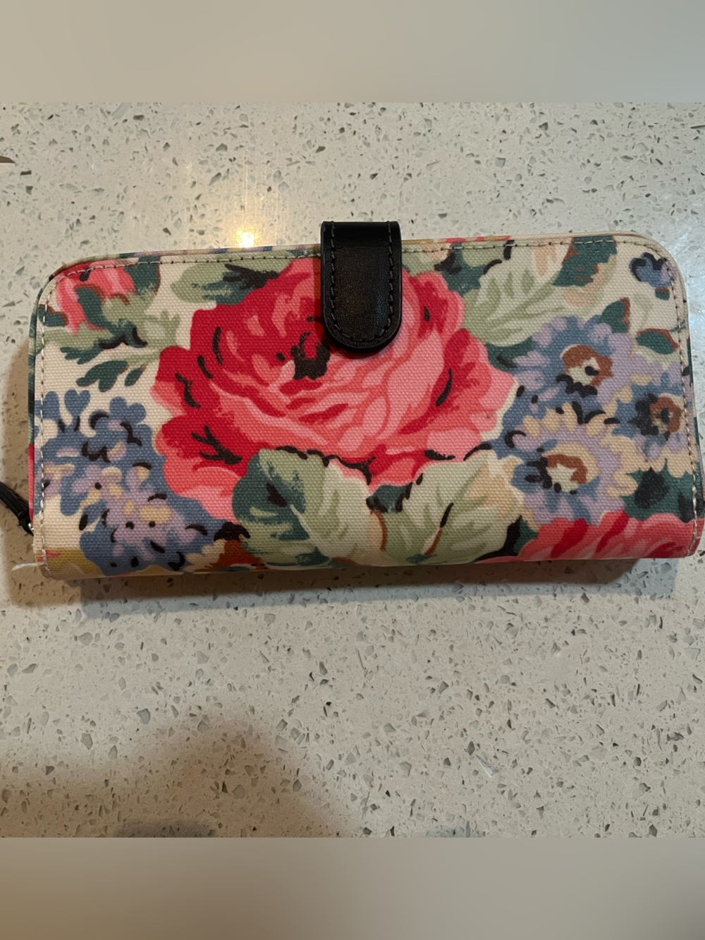 Cath Kidson London Floral Canvas Clutch Wallet – Pink Rose Print